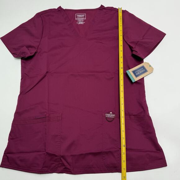 Cherokee Workwear Revolution Scrubs Women’s V Neck Top WW620 Wine NEW Size M - Picture 5 of 16